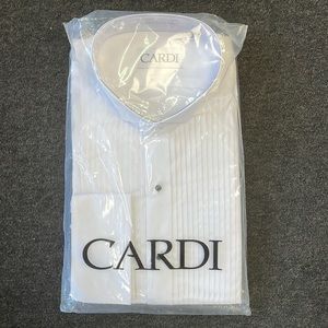 Cardi White Cotton Pleated Wingtip tux shirt size 16.5 x 34/35 New